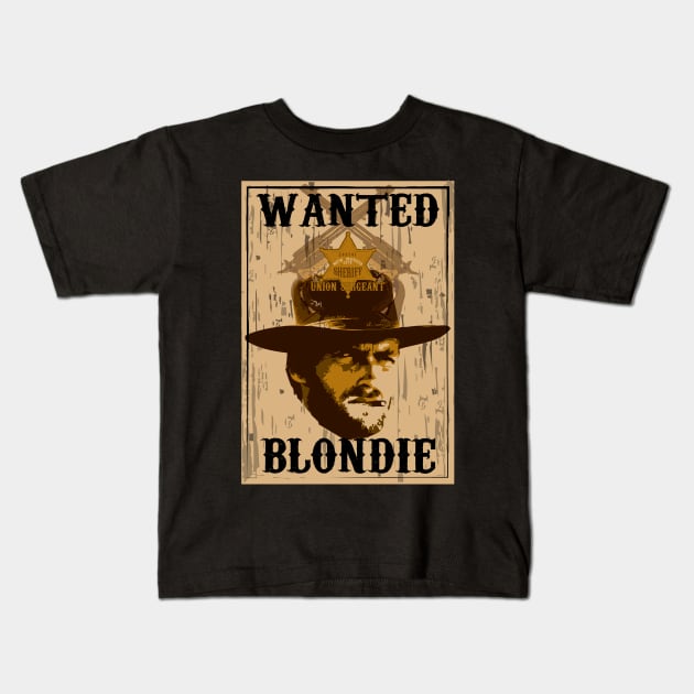 Western Movie Fan Wanted Poster Kids T-Shirt by Scar